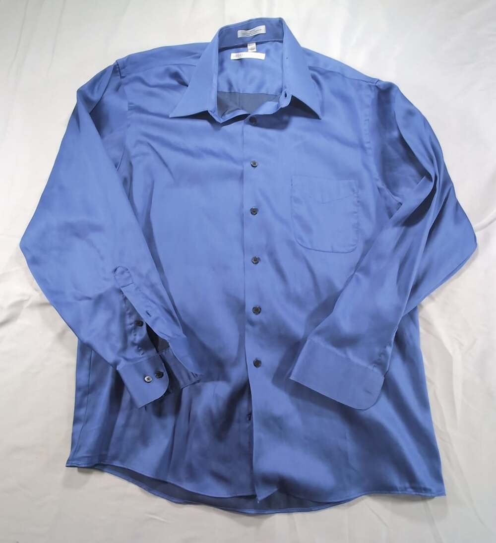 *Budget Friendly* Geoffrey Beene Men's Blue Satin Dress Shirt, Size Large